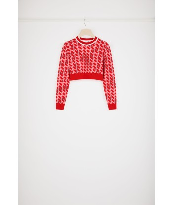 Cropped jumper in sustainable wool jacquard 50% de réduction en Octobre 2024