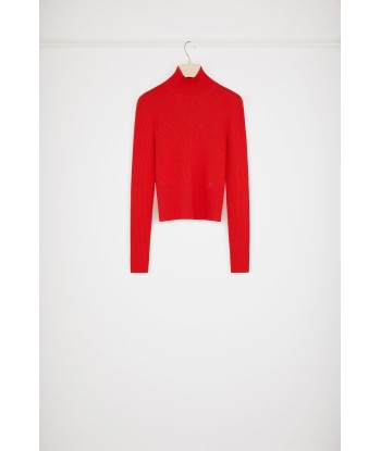 Ribbed high neck jumper in sustainable wool blend vente chaude votre 