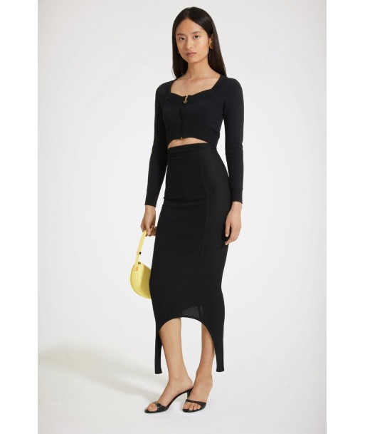 Curve midi skirt in organic stretch seersucker pas cheres