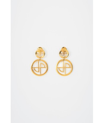 JP drop earrings in gold-plated brass de France