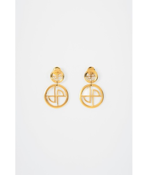 JP drop earrings in gold-plated brass de France