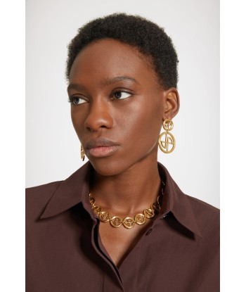 JP drop earrings in gold-plated brass de France