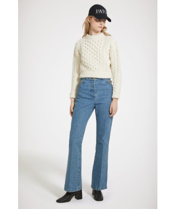 Flared trousers in organic cotton denim Paris Déstockage Promo