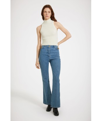 Flared trousers in organic cotton denim Paris Déstockage Promo