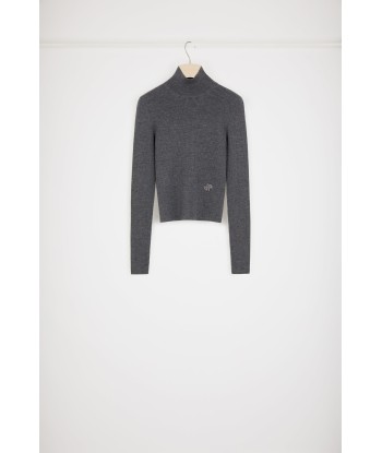 Ribbed high neck jumper in sustainable wool blend ou a consommer sur place