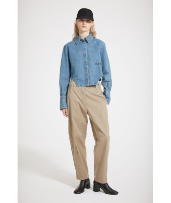 Cut-out cropped shirt in organic cotton denim Les êtres humains sont 