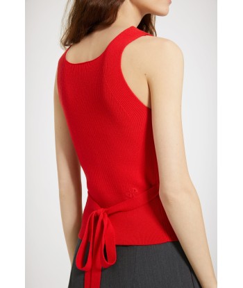 Wrap-back tank in sustainable wool blend pas cher 