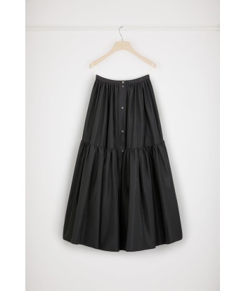 Buttoned tiered midi skirt in eco-friendly faille basket pas cher