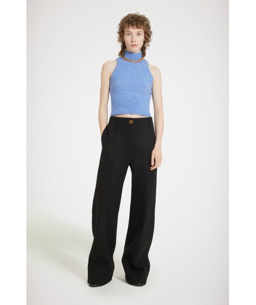 Iconic long trousers in wool-blend felt solde