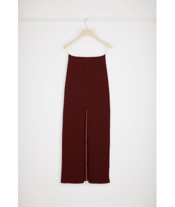 Ribbed slit midi skirt in sustainable wool basket pas cher