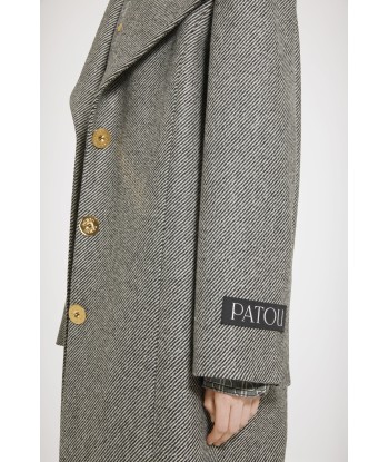 Long tailored coat in textured wool le des métaux précieux