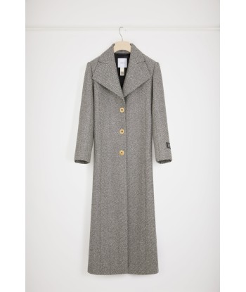 Long tailored coat in textured wool le des métaux précieux