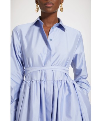 Midi shirt dress in eco-friendly satin brillant des détails fins