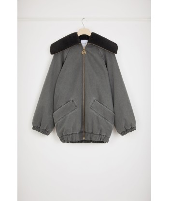 Oversized jacket in organic cotton denim and faux shearling du meilleur 