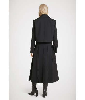 Pleated midi skirt in technical wool twill prix