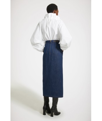 Slit midi skirt in organic cotton denim le concept de la Pate a emporter 