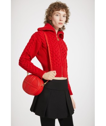 Mixed cable knit zip-up cardigan in wool and cashmere Profitez des Offres !