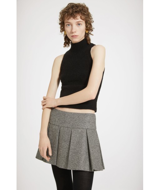 Pleated mini skirt in textured wool Paris Déstockage Promo