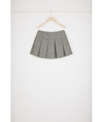 Pleated mini skirt in textured wool Paris Déstockage Promo