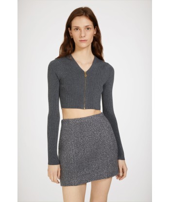 Ribbed cropped cardigan in sustainable wool blend Découvrez la collection