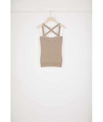 Cross-strap cable knit top in wool and cashmere livraison et retour toujours gratuits