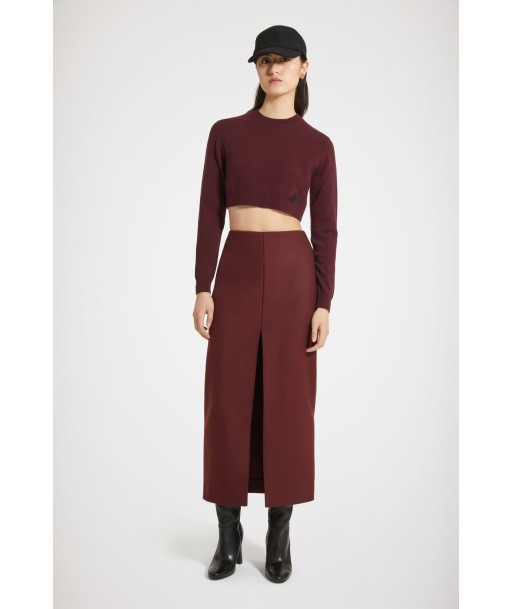 Slit midi skirt in wool-blend felt shop