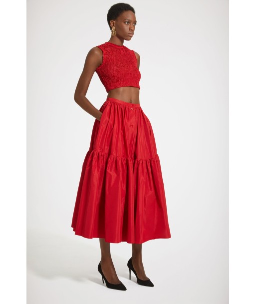 Buttoned tiered midi skirt in eco-friendly faille Venez découvrir notre 