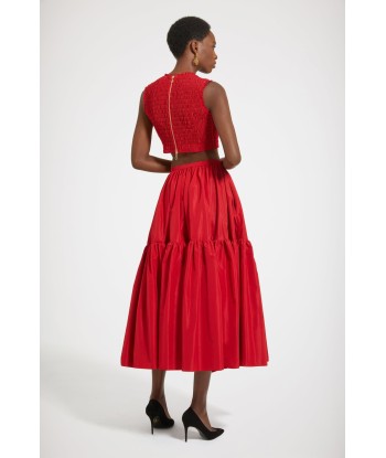 Buttoned tiered midi skirt in eco-friendly faille Venez découvrir notre 