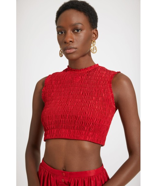 Smock crop top in eco-friendly faille rembourrage situé sous