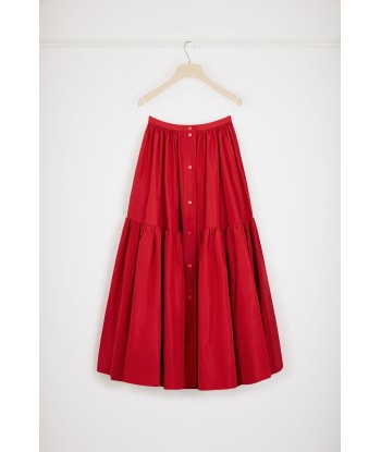 Buttoned tiered midi skirt in eco-friendly faille Venez découvrir notre 