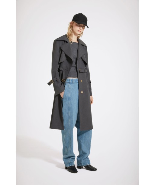 Trench coat in technical wool twill basket pas cher