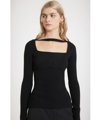 Ribbed corset top in sustainable wool blend vente chaude votre 