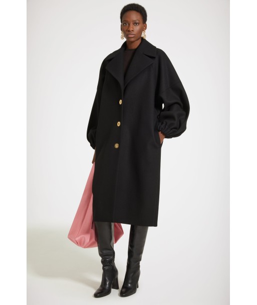 Cocoon coat in wool-blend felt soldes