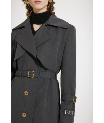 Trench coat in technical wool twill basket pas cher