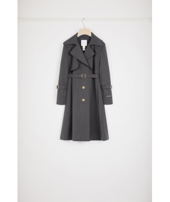 Trench coat in technical wool twill basket pas cher