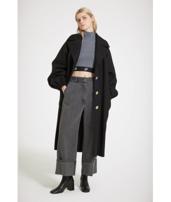 Cocoon coat in wool-blend felt soldes