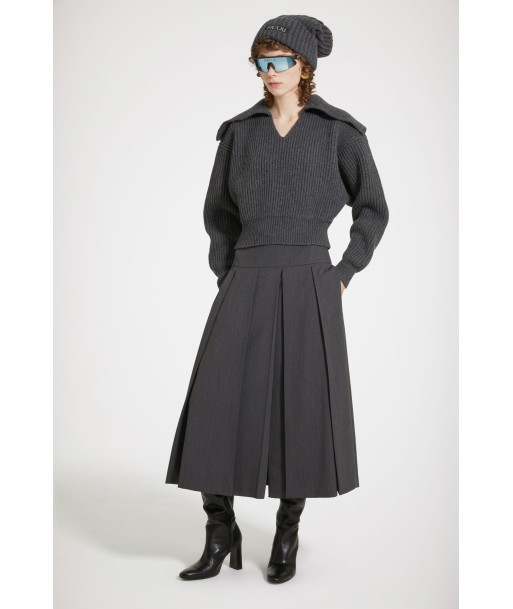 Pleated midi skirt in technical wool twill online