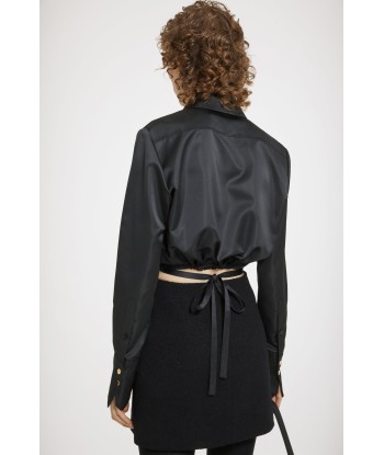 Cut-out cropped shirt in eco-friendly satin pas cher