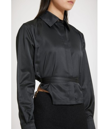 Cut-out cropped shirt in eco-friendly satin pas cher