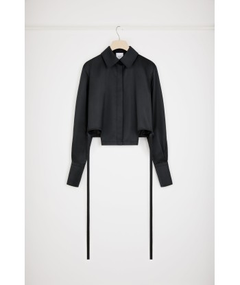 Cut-out cropped shirt in eco-friendly satin pas cher