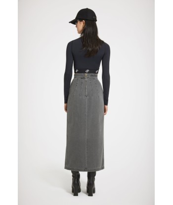 Slit midi skirt in organic cotton denim une grave pollution 