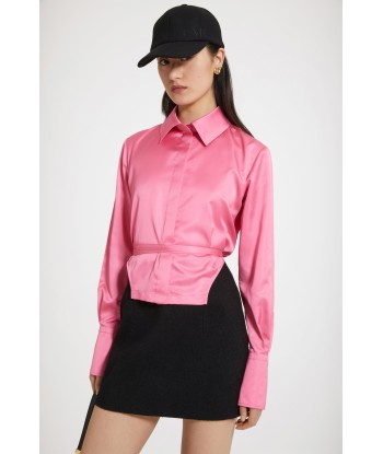 Cut-out cropped shirt in eco-friendly satin Comparez et commandez 