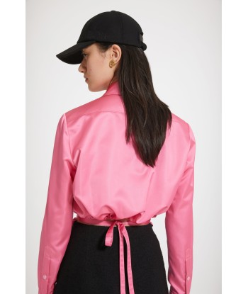 Cut-out cropped shirt in eco-friendly satin Comparez et commandez 