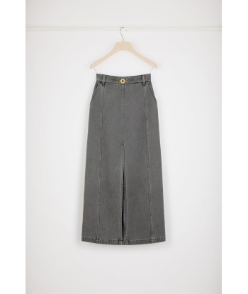 Slit midi skirt in organic cotton denim une grave pollution 