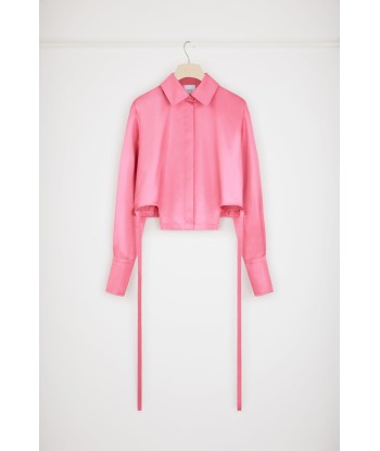 Cut-out cropped shirt in eco-friendly satin Comparez et commandez 