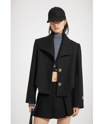 Cut-out cropped jacket in wool-blend felt En savoir plus