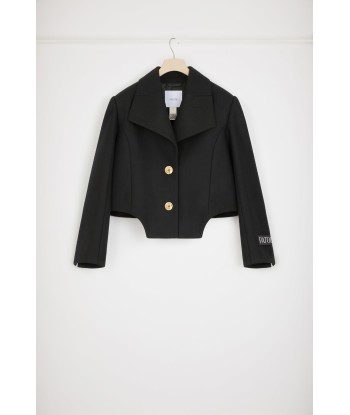 Cut-out cropped jacket in wool-blend felt En savoir plus