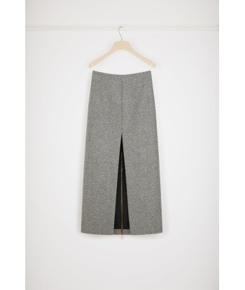 Zip-back midi pencil skirt in textured wool de technologie