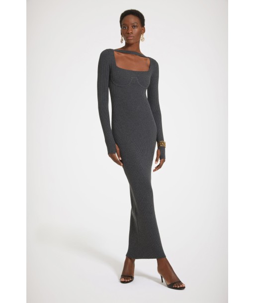 Ribbed corset maxi dress in sustainable wool blend hantent personnes