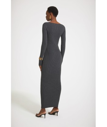 Ribbed corset maxi dress in sustainable wool blend hantent personnes